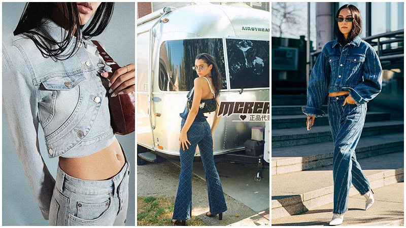 شلوار و پیرهن تک رنگ جین برای استایل Y2K